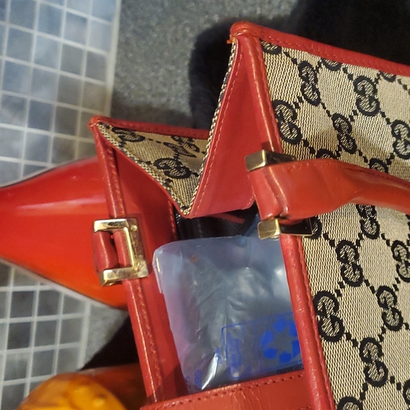Gucci Monogram Bag Red Trim Tote - Picture 15 of 17